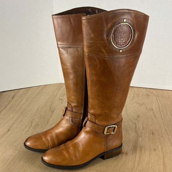 Vince Camuto VC-Phillie Distressed Tall Riding Boot Women’s Size 6M Tan Leather - Picture 3 of 11